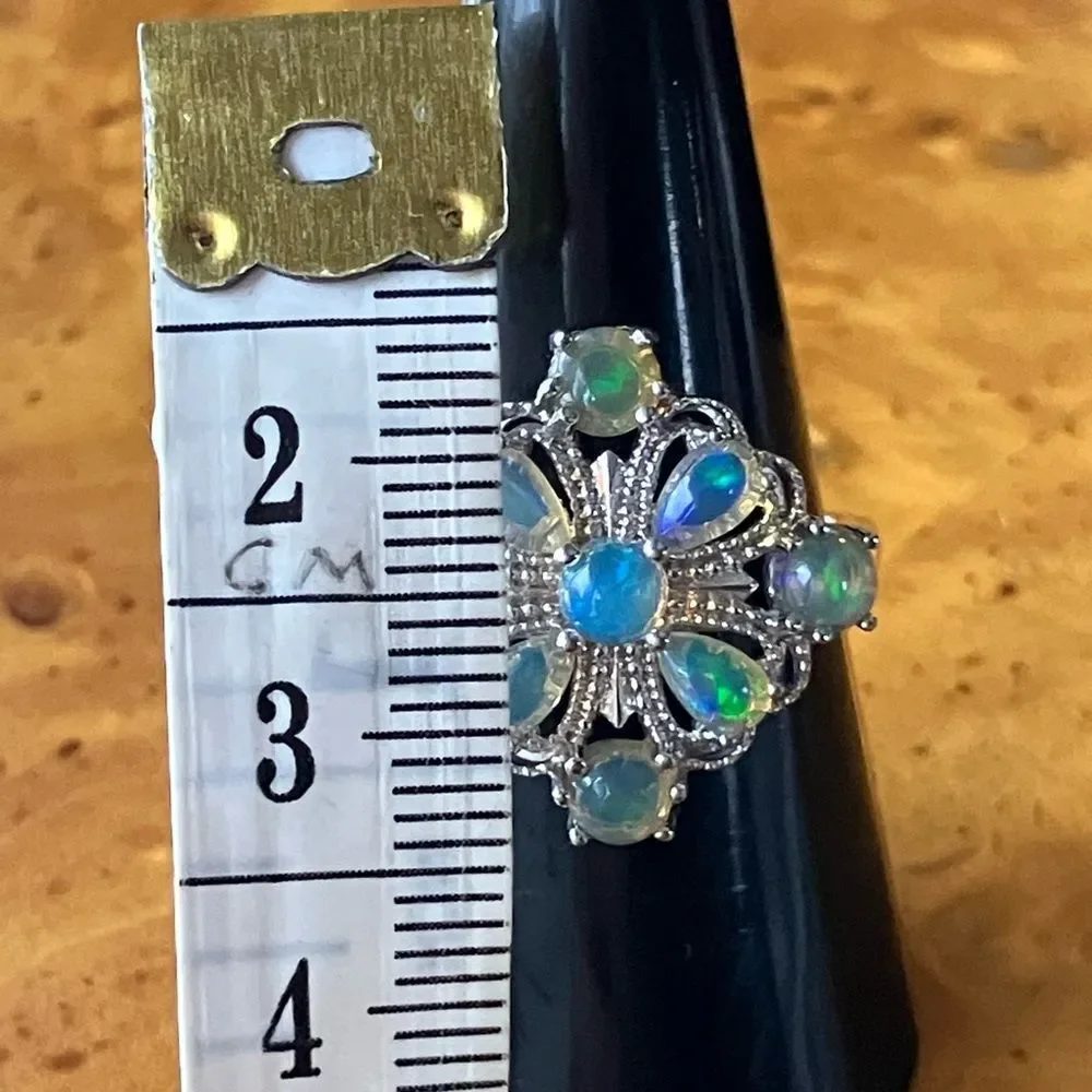 Natural Honey Opal Sterling Silver Ring Size 8